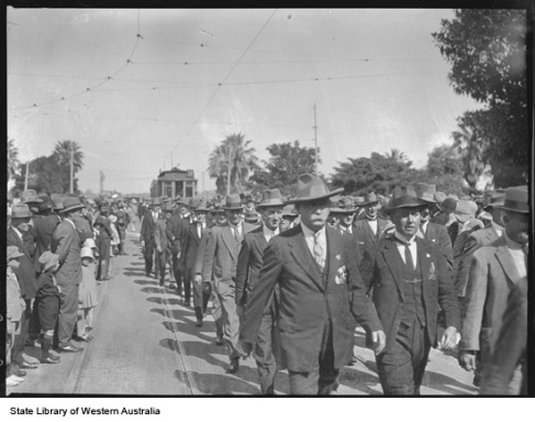 Ex-servicemen marching in the 1930 ANZAC Day Parade, Perth.