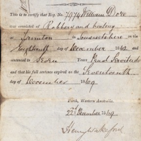Certificate of Freedom 1869 William Dore b1875566