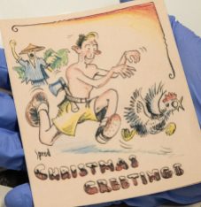 Christmas card 1943, Sime Rd POW camp. A.E. Saggers papers, ACC 5365A/13