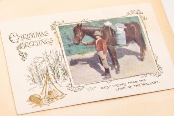 Christmas Greetings, best wishes from the Land of the Wallaby. Album of greeting cards, Young Australia League records, ACC 7292A/86